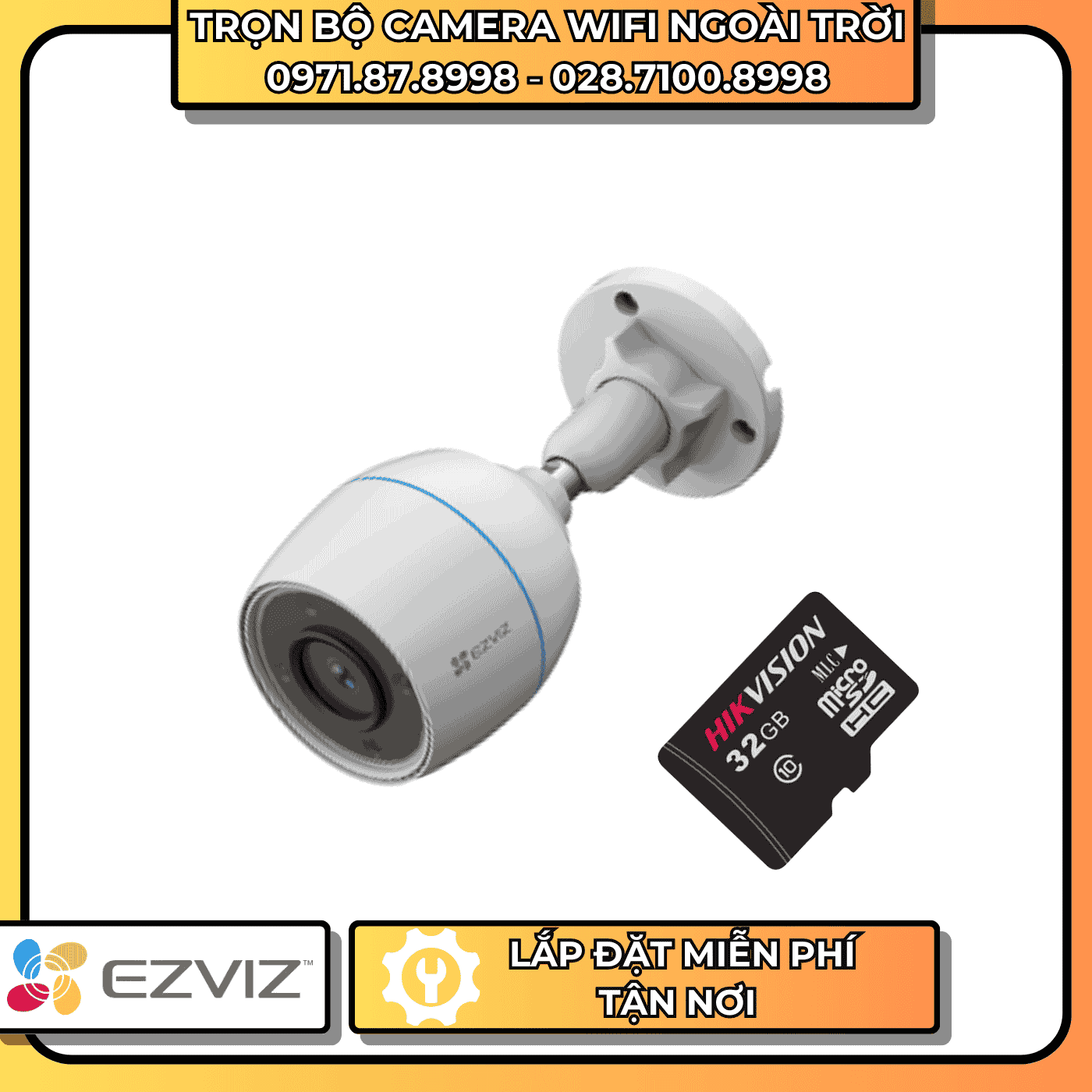 TRỌN BỘ CAMERA WIFI EZVIZ - NGOÀI TRỜI + THẺ NHỚ LƯU TRỮ