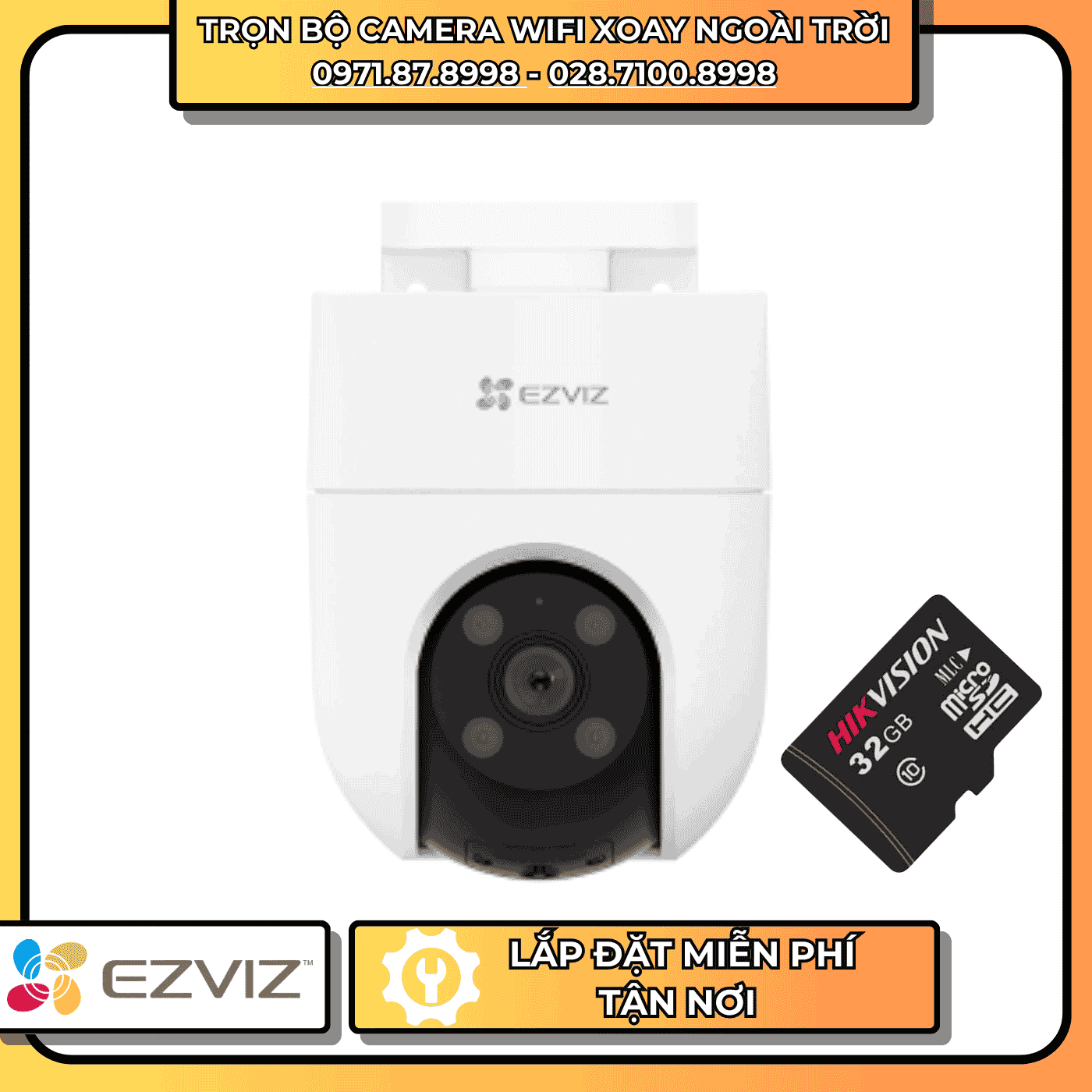 TRỌN BỘ CAMERA WIFI XOAY 360° EZVIZ - NGOÀI TRỜI+ THẺ NHỚ LƯU TRỮ