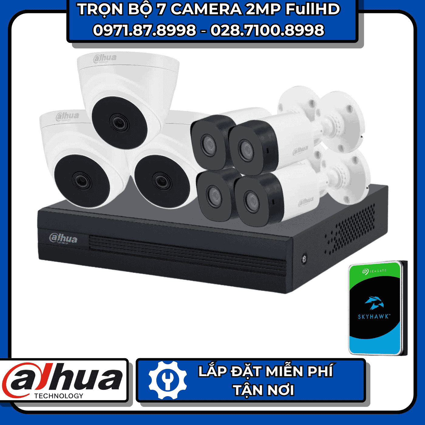 TRỌN BỘ 7 CAMERA 2MP FullHD DAHUA