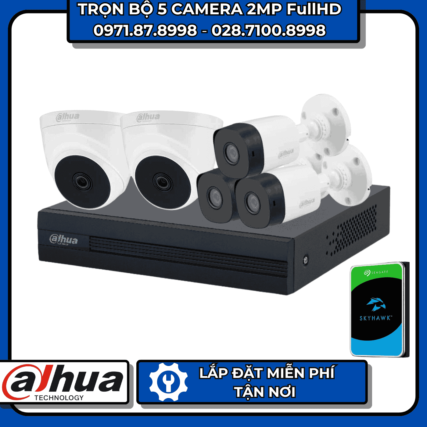 TRỌN BỘ 5 CAMERA 2MP FullHD DAHUA