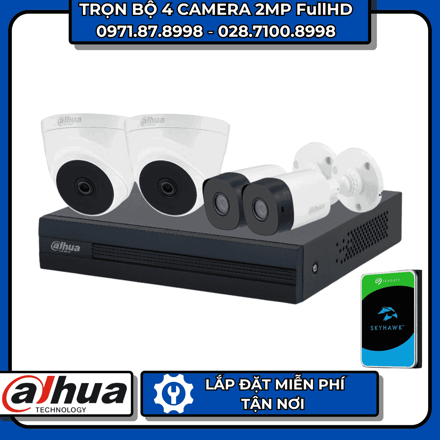 TRỌN BỘ 4 CAMERA 2MP FULLHD DAHUA