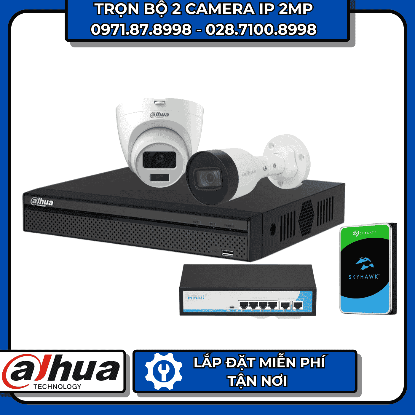 TRỌN BỘ 2 CAMERA IP 2MP DAHUA