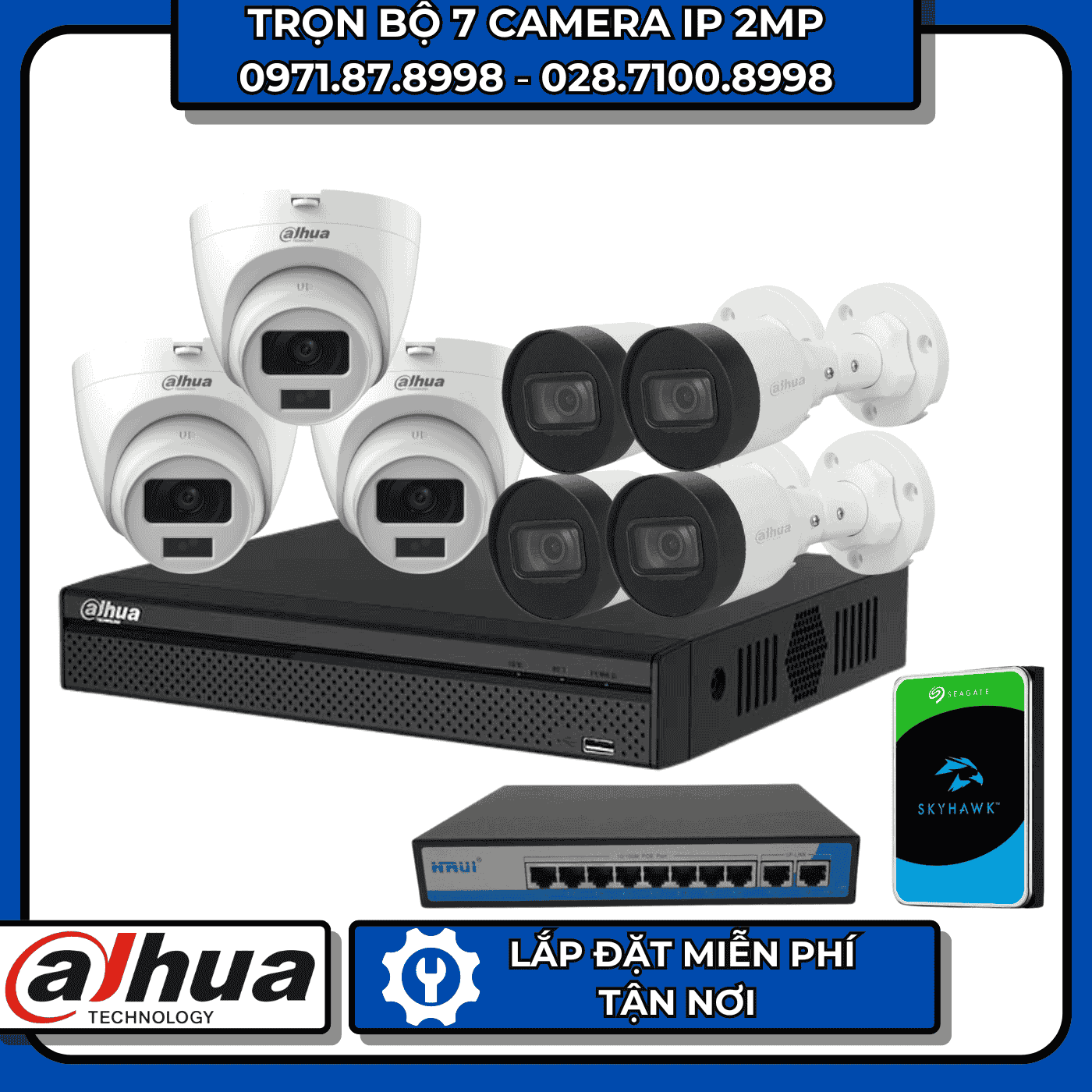 TRỌN BỘ 7 CAMERA IP 2MP DAHUA