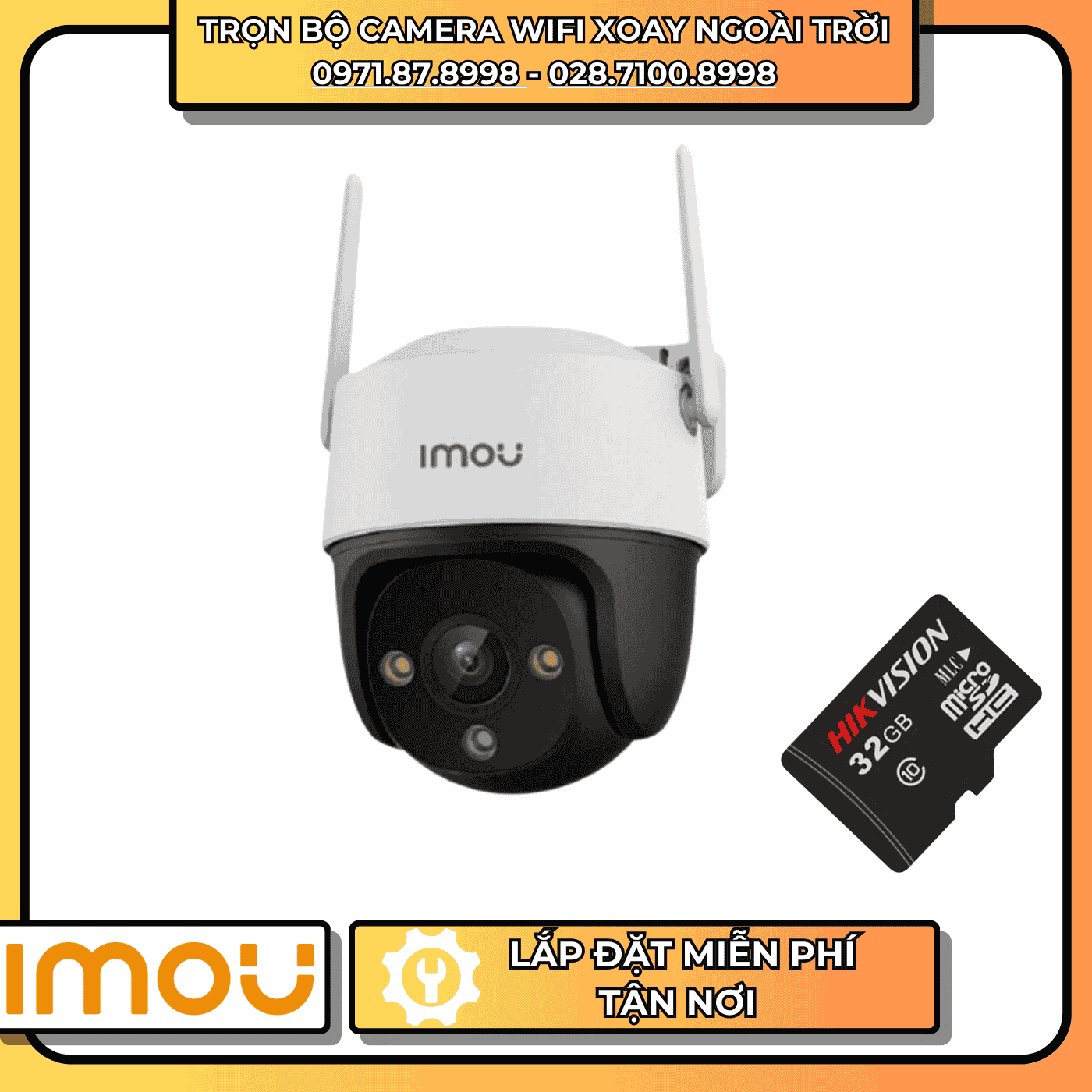 TRỌN BỘ CAMERA WIFI XOAY 360° IMOU - NGOÀI TRỜI + THẺ NHỚ LƯU TRỮ