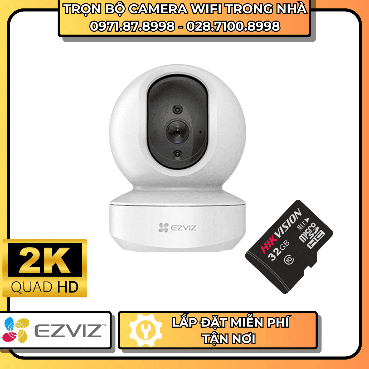 TRỌN BỘ CAMERA WIFI 2K EZVIZ - TRONG NHÀ + THẺ NHỚ LƯU TRỮ