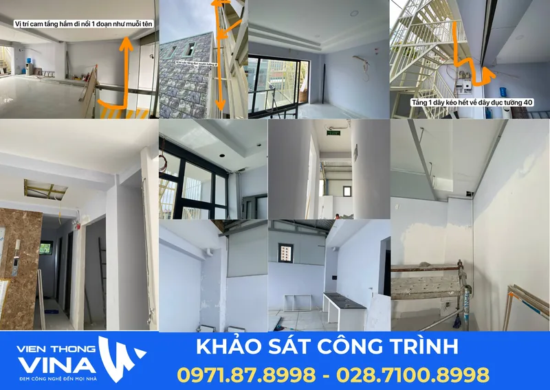 Khảo sát công trình và đánh dấu đường đi dây camera trong tòa nhà Công ty TNHH VOS Discovery