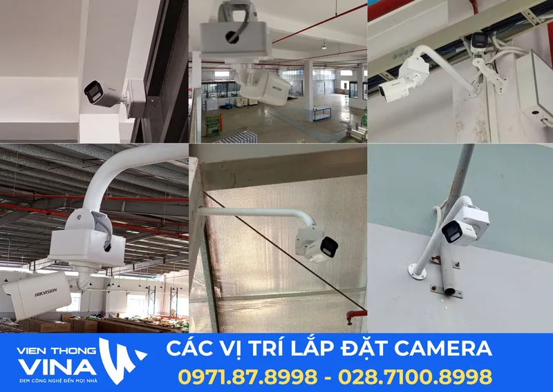 Các vị trí lắp đặt camera Hikvision trên trần và tường nhà xưởng Công ty TNHH Patel