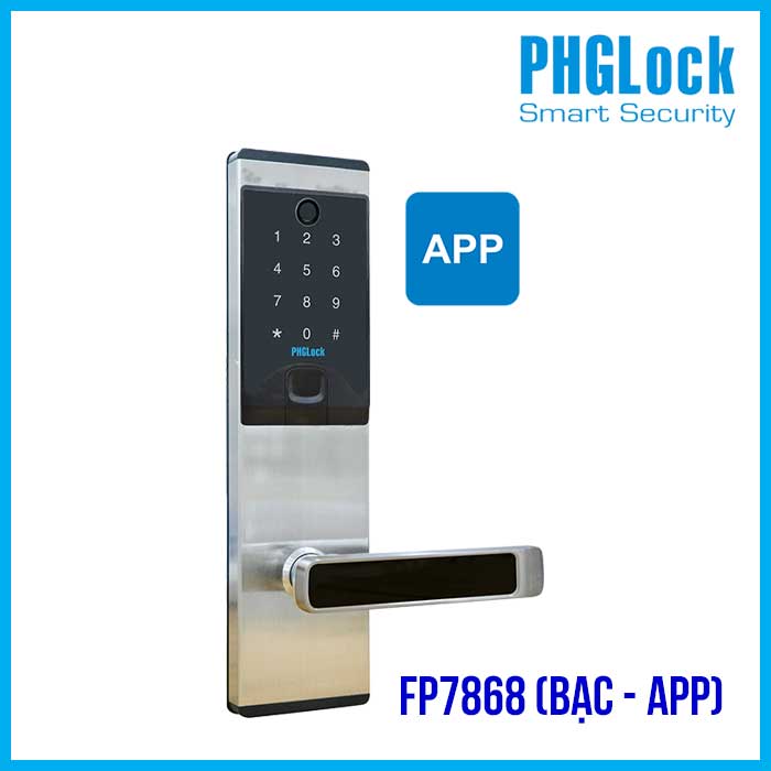 Khóa điện tử cho căn hộ PHGLOCK FP7868 (Bạc-App)