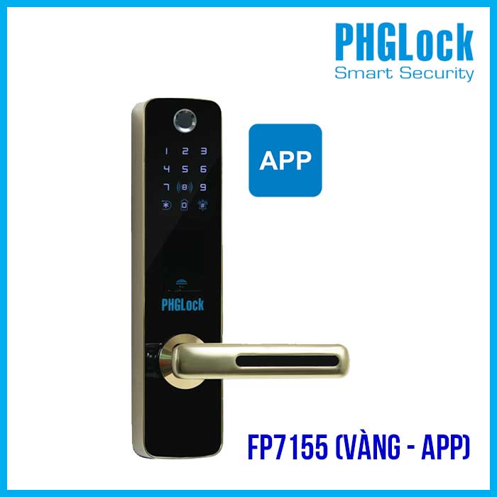 Khóa cửa vân tay cho văn phòng PHGLOCK FP7155 (Vàng-App)