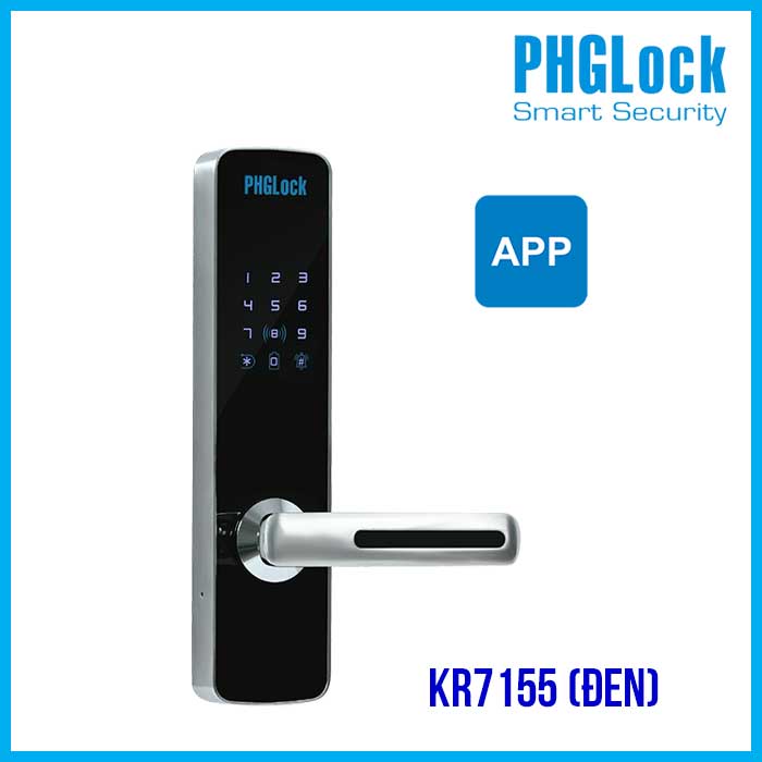 Khóa cửa cho căn hộ, nhà phố PHGLOCK KR7155 (Đen App)