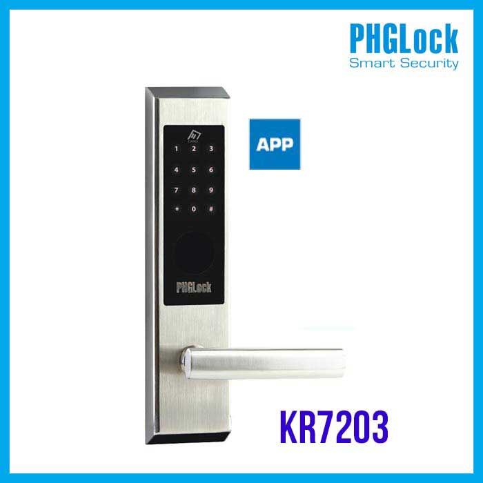 Khóa cửa điện tử cho nhà phố PHGLOCK KR7203-S-App (Bạc-App)