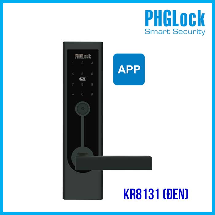 Khóa cửa điện tử cho căn hộ PHGLOCK KR8131 (Đen – App)