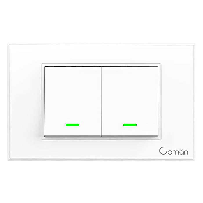 Công tắc đèn WIFI 2 nút GOMAN GM-WUS-226-2W/G