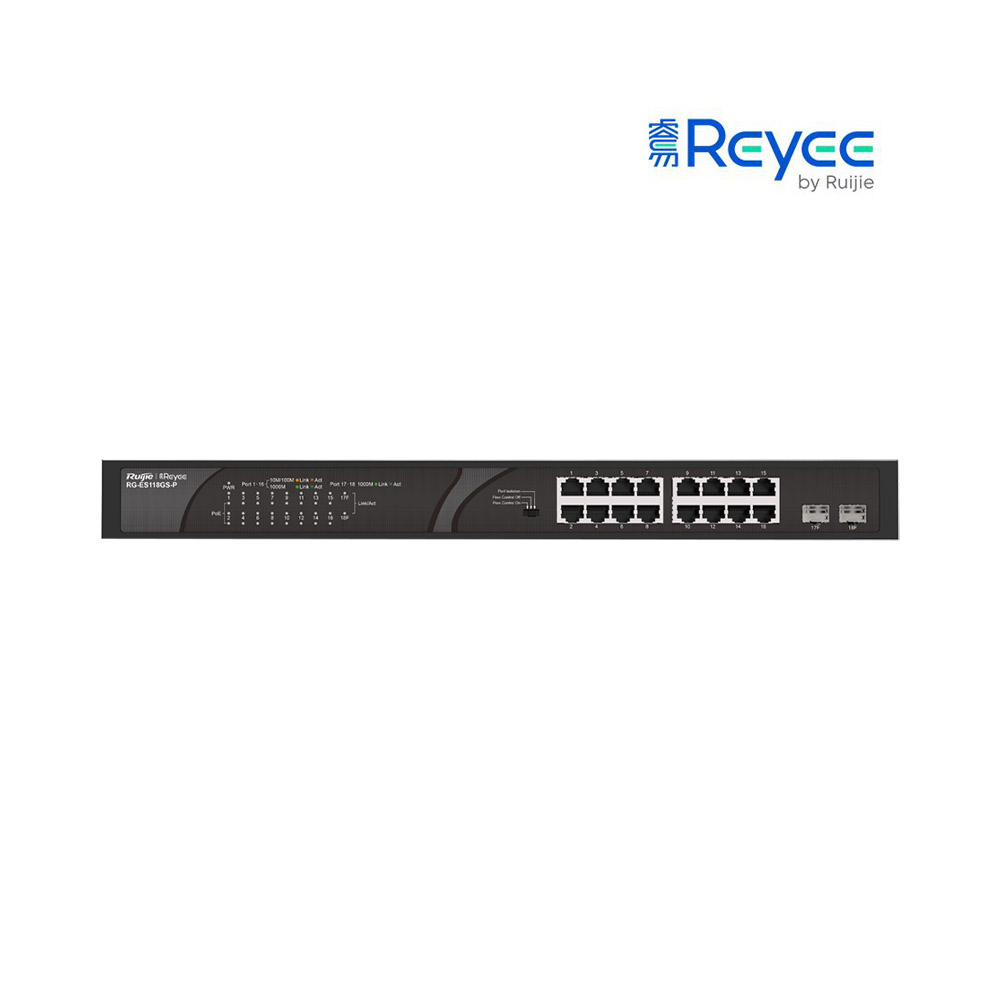 Unmanaged switch 16 cổng 10/100/1000 BASE-T PoE/PoE+ Reyee RG-ES118GS-P