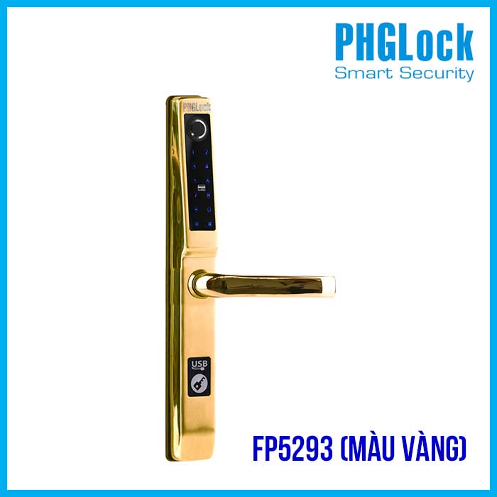 Khóa cửa vân tay cho cửa nhôm PHGLOCK FP5293 (Vàng)