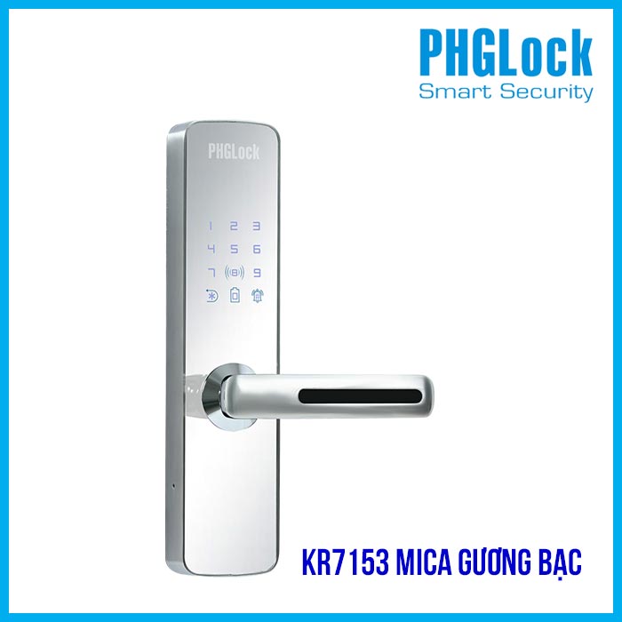 Khóa cửa cho căn hộ, nhà phố PHGLOCK KR7153-MS (Mica gương bạc)