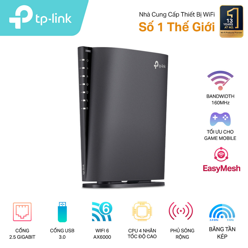 Router Wi-Fi 6 8 luồng AX6000 cổng 2.5GbE TP-LINK Archer AX80