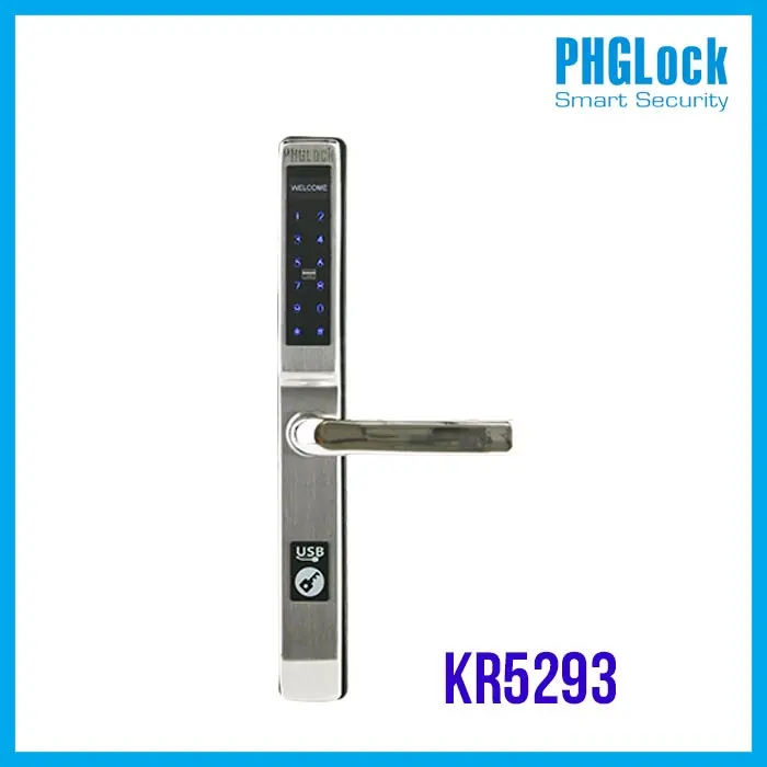 Khóa cửa cảm ứng cho cửa nhôm PHGLOCK KR5293-S (Bạc)