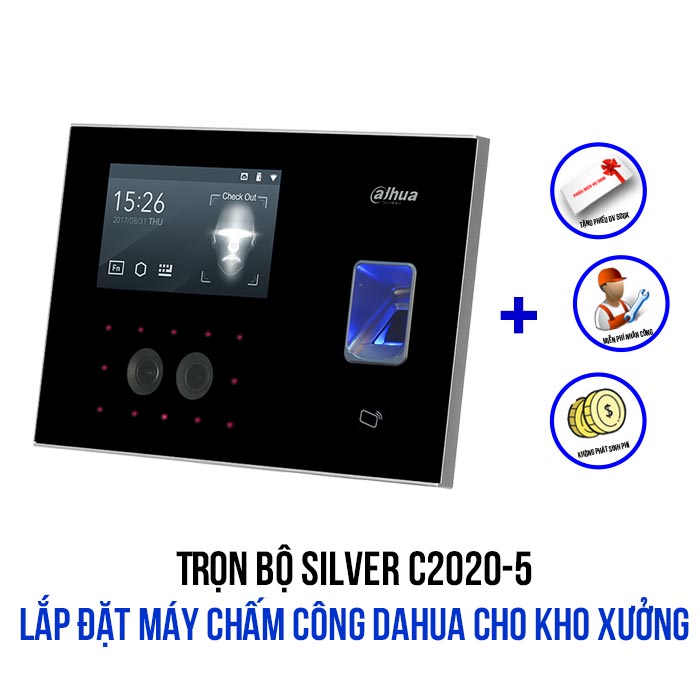 Lắp đặt máy chấm công DAHUA cho kho xưởng (SILVER SILVER C2020-5)