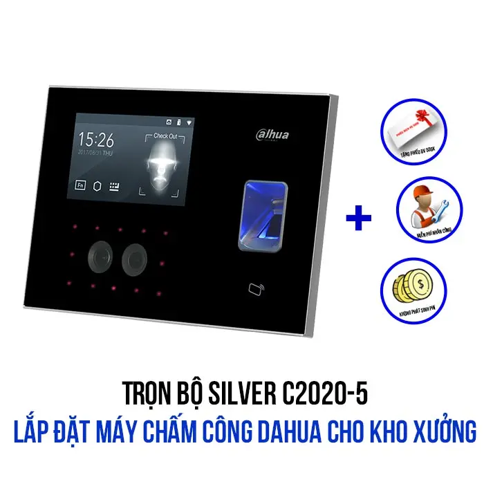 Lắp đặt máy chấm công DAHUA cho kho xưởng (SILVER SILVER C2020-5)