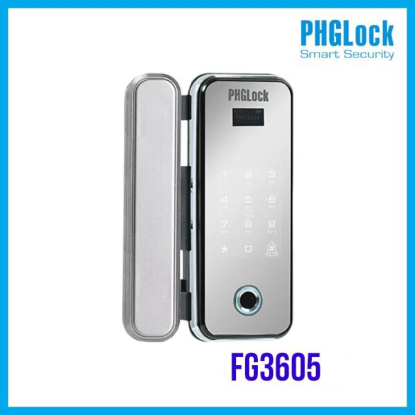 Khóa cửa vân tay cho cửa kính PHGLOCK FG3605 (Bạc)