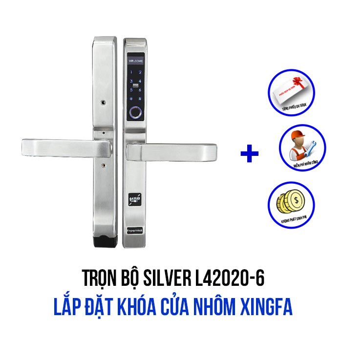 Lắp đặt khóa cửa nhôm Xingfa giá rẻ (SILVER L42020-6)