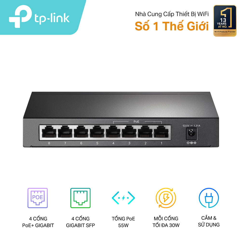 Switch 8 Cổng Gigabit 1000Mbps TP-LINK TL-SG1008P