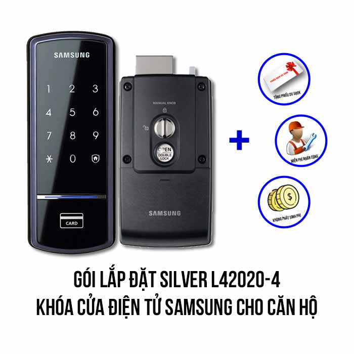 Lắp đặt khóa điện tử SAMSUNG cho căn hộ giá rẻ (SILVER L42020-4)