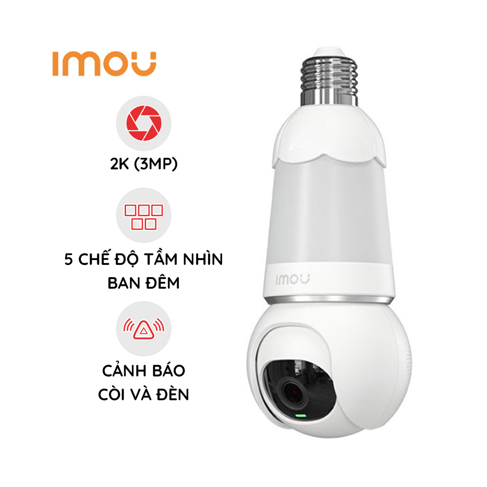 Camera Wifi quay quét bóng đèn 3MP iMOU IPC-S6DP-3M0WEB-E27