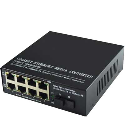 Converter Quang HDtec 8 cổng RJ45 Lan 100 Mbps