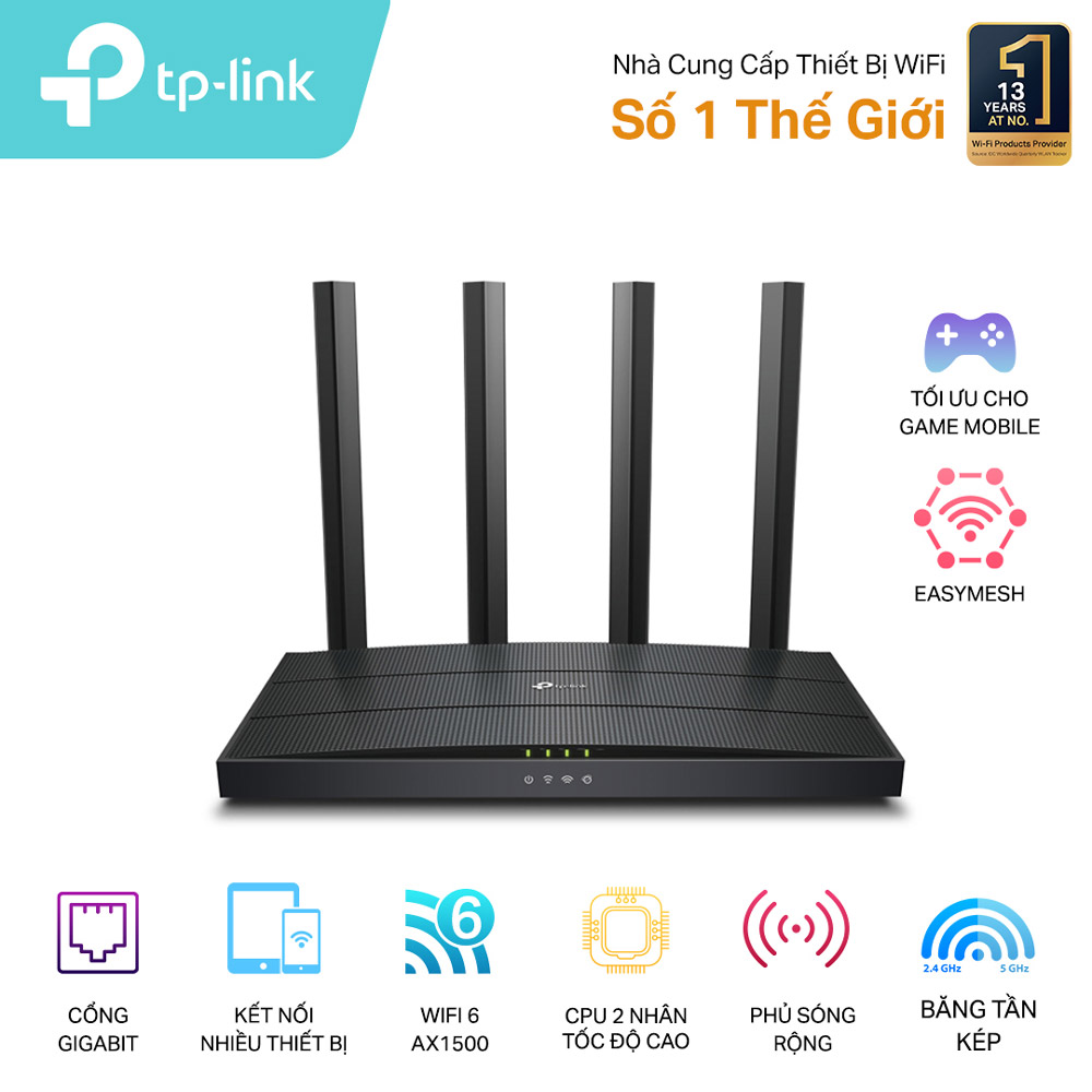 Router WiFi 6 Băng Tần Kép AX1500 TP-LINK Archer AX12