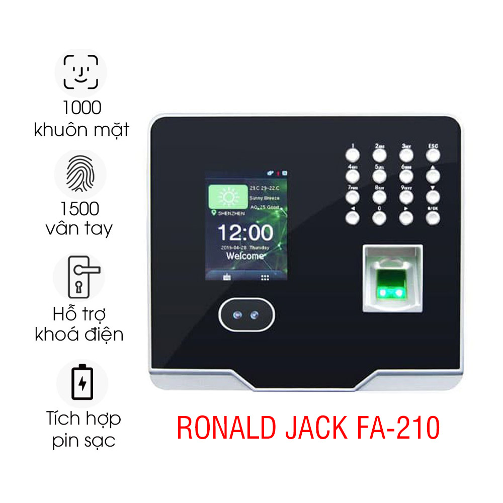 Máy chấm công khuôn mặt, vân tay RONALD JACK FA-210